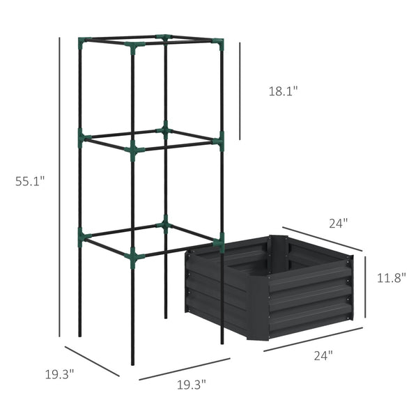 English Elm Garden Galvanized Steel Raised Planter with Integrated Trellis for Climbing Vegetables T3971P422764