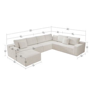 English Elm 137.8*104.3"Modular 137.8*104.3" Modular Sectional Sofa - Plush Corduroy, No Assembly, Flexible 4-Piece Design For Any Space W3819S00052