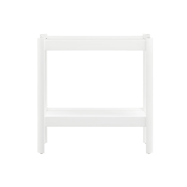 English Elm Yonda White Nightstand with Two Raised-Edge Shelves, Rounded Corners, Floor Glides — Solid Wood/MDF Elegance B050P376964