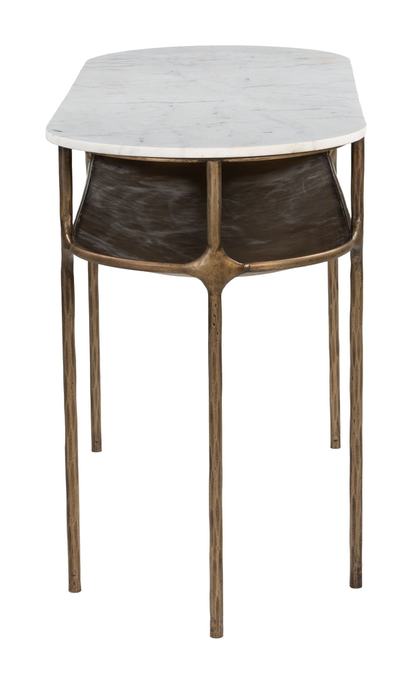 Zuo Modern Bild Console Table: Elegant White Marble & Brass Accents For Modern Living Spaces & Entryways White Natural Marble,Iron 110596-zuo-modern
