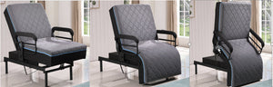 English Elm Twin Adjustable Sit-to-Stand Bed with Remote, 6" Memory Foam, 450 lb Capacity, Padded Rails, Blue B2699S00025