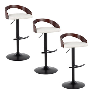 English Elm Adjustable Swivel Barstools Set of 3 Faux Leather Metal Contemporary Kitchen Bar B202S02021