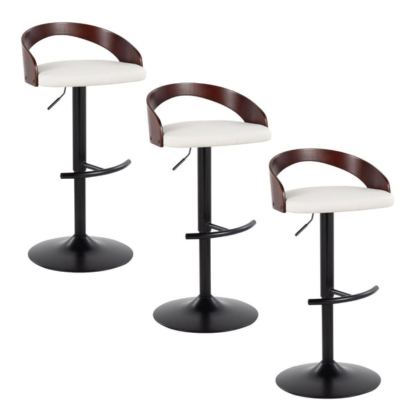 English Elm Adjustable Swivel Barstools Set of 3 Faux Leather Metal Contemporary Kitchen Bar B202S02021