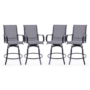 English Elm Patio Swivel Barstools Set of 2 Textilene Mesh Powder Coated Frame All Weather Seating Dark Gray T3623P437326