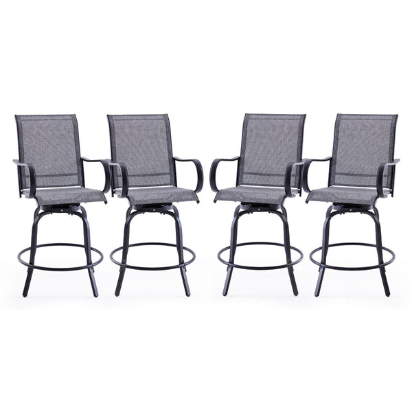 English Elm Patio Swivel Barstools Set of 2 Textilene Mesh Powder Coated Frame All Weather Seating Dark Gray T3623P437326