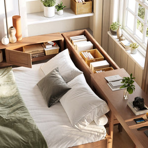 English Elm Twin Daybed Pine Frame with Trundle Desk Hutch Shelves and Storage for Kids Rooms Brown W1580S00462