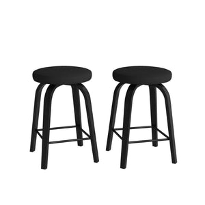 English Elm Swivel Backless Counter Stools Set of 2 with Fabric Seat Bentwood Legs Mid-century Modern Black W3107P446841