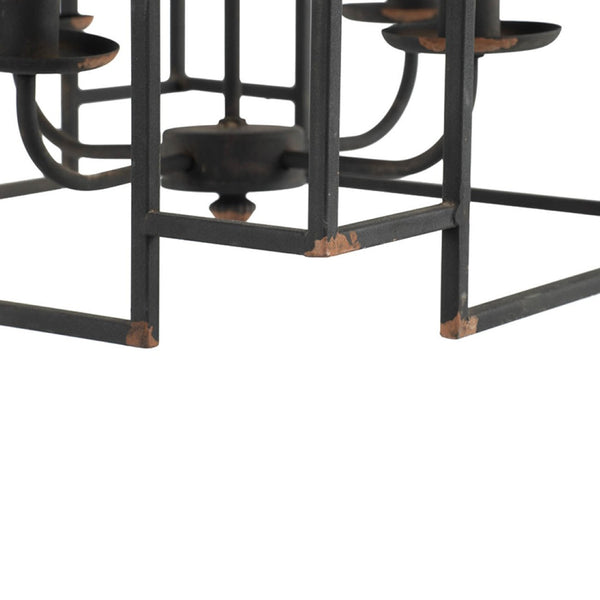 English Elm 17.3x17.3x28.7" Malin 4-light Iron Chandelier Satin Black Finish for Foyer or Dining W2078P411231