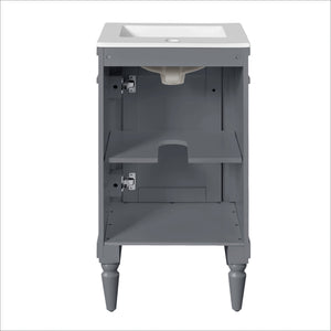 English Elm 18-Inch Modern Bathroom Vanity with Sink Compact Retro Design Durable MDF & Solid Wood Legs Storage-Friendly Gray N710P257401E