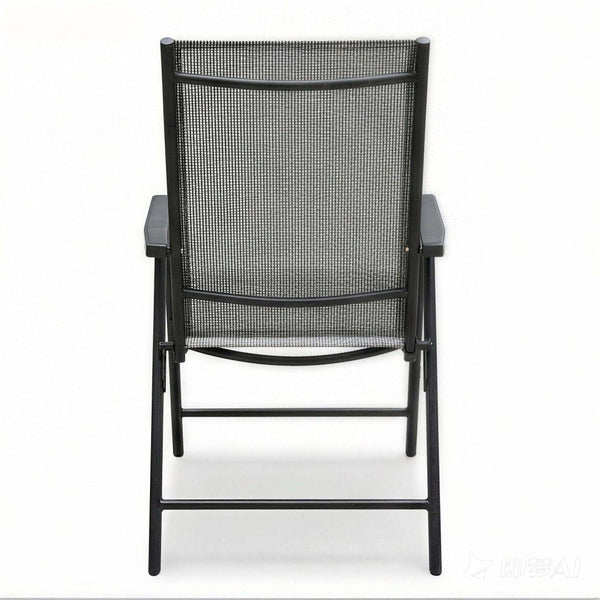 English Elm Outdoor Stackable Folding Chairs Set Ergonomic Mesh Back Steel Frame Patio Seating Gray W5159P445934