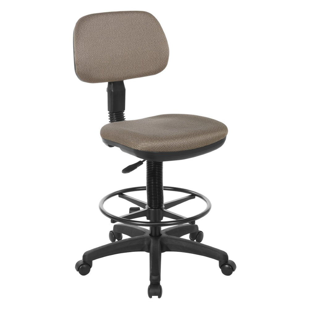 OSP Home Furnishings Sculptured Ergonomic Drafting Chair with Pneumatic Lift Footrest and Chrome Nylon Base DC517-294
