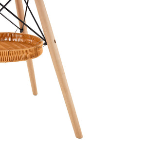 English Elm 31.5-inch Round Dining Table Solid Legs Woven Basket Storage Compact Modern Minimalist Black,Wood W1151P431132