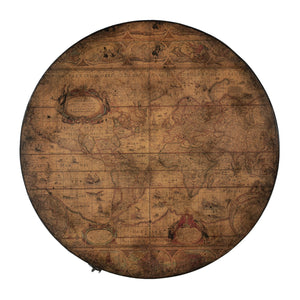 Butler Specialty Vasco Round Leather And Wood Old World Map Duffel Table With Elegant Storage And Leather Handle Light Brown Mdf,Lauan Wood,Resin,Faux Leather 583070-butler