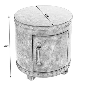 Butler Specialty Vasco Round Leather And Wood Old World Map Duffel Table With Elegant Storage And Leather Handle Light Brown Mdf,Lauan Wood,Resin,Faux Leather 583070-butler