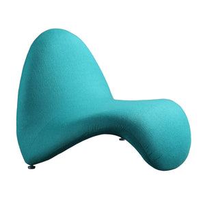 English Elm MoMa Wool Blend Accent Chair with Abstract Tongue Design, Metal Geometric Legs, Plush Comfort Teal B365P397987