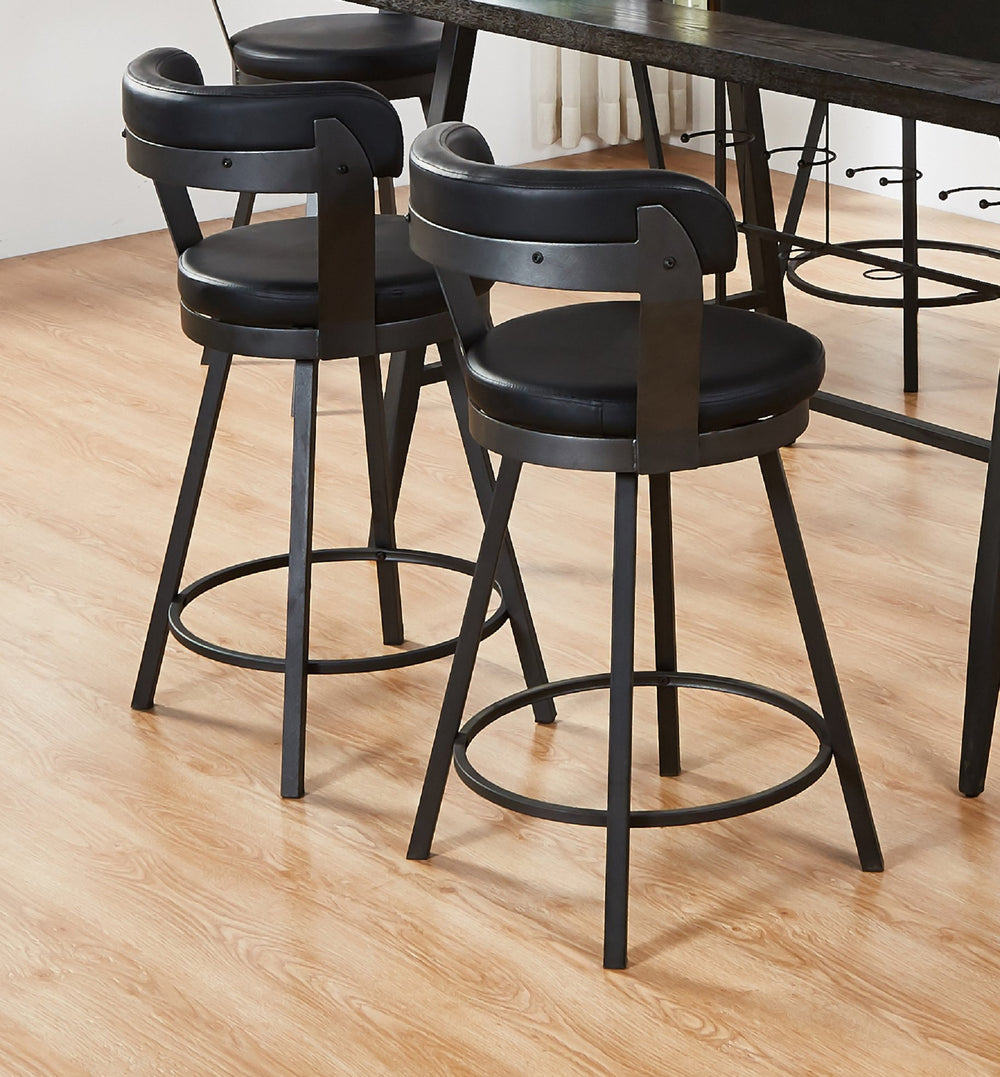 English Elm 2pc Pub Height Swivel Counter Stools with Padded Seats & Backs, 360° Rotation, 21"W x 37"H B011P405688