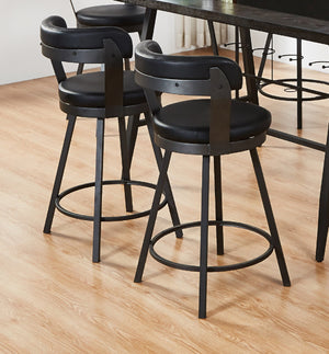 English Elm 2pc Pub Height Swivel Counter Stools with Padded Seats & Backs, 360° Rotation, 21"W x 37"H B011P405688