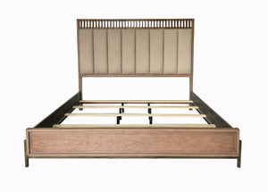 English Elm King Upholstered Panel Bed With Faux Leather Strapping - Modern Comfort & Stylish Design For Any Room B2699S00022