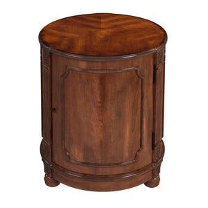 Butler Specialty Thurmond Round Wood Drum Side Table With Elegant Inlays And Hidden Storage For Clutter-free Living Medium Brown Poplar Hardwood Solids,Cherry Veneer,Resin,Fiberboard 584011-butler