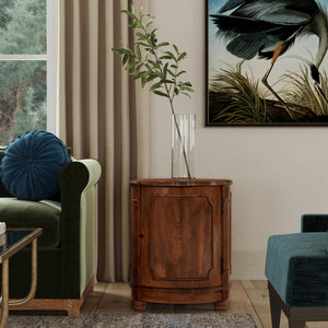 Butler Specialty Thurmond Round Wood Drum Side Table With Elegant Inlays And Hidden Storage For Clutter-free Living Medium Brown Poplar Hardwood Solids,Cherry Veneer,Resin,Fiberboard 584011-butler