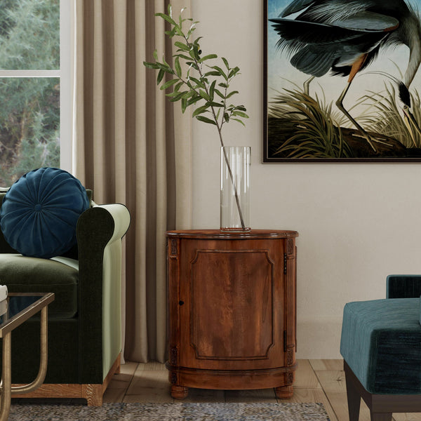 Butler Specialty Thurmond Round Wood Drum Side Table With Elegant Inlays And Hidden Storage For Clutter-free Living Medium Brown Poplar Hardwood Solids,Cherry Veneer,Resin,Fiberboard 584011-butler