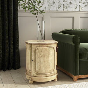 Butler Specialty Thurmond Round Wood Drum Side Table With Elegant Inlays And Hidden Storage For Clutter-free Living Beige Poplar Hardwood Solids,Cherry Veneer,Resin,Fiberboard 584424-butler