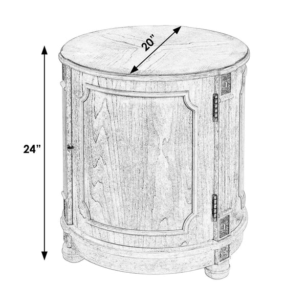 Butler Specialty Thurmond Round Wood Drum Side Table With Elegant Inlays And Hidden Storage For Clutter-free Living Beige Poplar Hardwood Solids,Cherry Veneer,Resin,Fiberboard 584424-butler