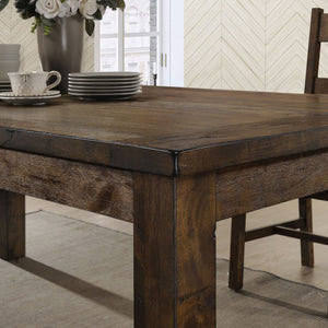 English Elm Guster Rustic Golden Brown Rectangular Dining Table — Solid Rubberwood Farmhouse Table with Knots, Sturdy Legs, Warm Finish B062P375418