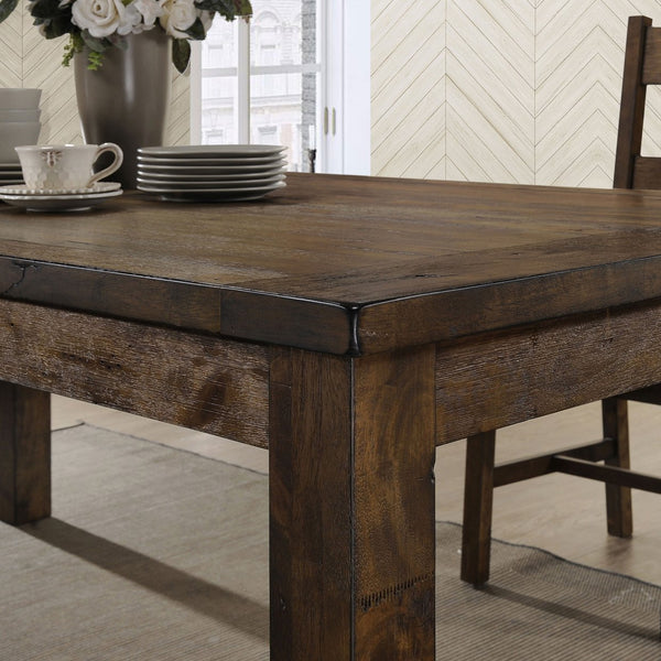 English Elm Guster Rustic Golden Brown Rectangular Dining Table — Solid Rubberwood Farmhouse Table with Knots, Sturdy Legs, Warm Finish B062P375418