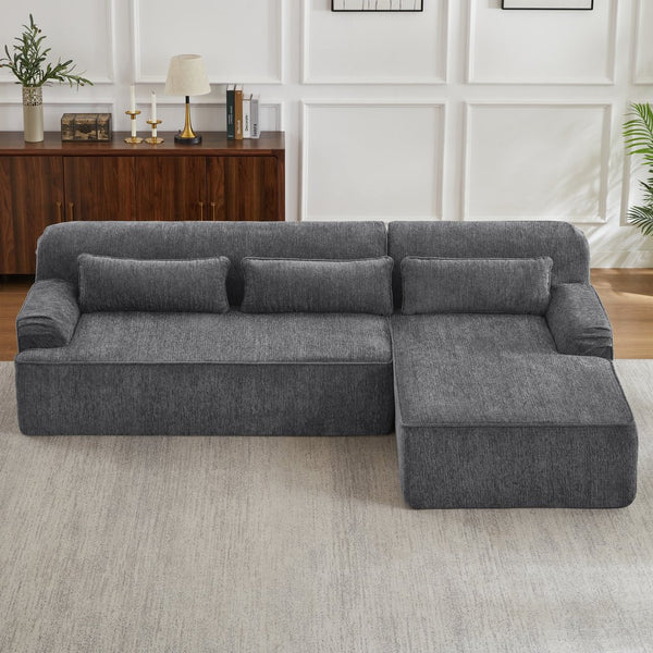 English Elm Chenille L-Shape Luxury Sectional Sofa - Oversized Comfy Sleeper Couch For Modern Living Spaces W2339S00070