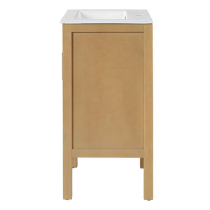 English Elm 18" Pine and Mdf Bathroom Vanity with Ceramic Basin Soft Close Hinged Cabinet N710P426321P