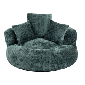 English Elm Lazy Sofa Oversized Ergonomic Bean Bag Lounger with High Wrap Back, Plush Chenille Foam Comfort for Living Room, Bedroom, Office Emerald W395P252054