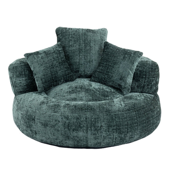 English Elm Lazy Sofa Oversized Ergonomic Bean Bag Lounger with High Wrap Back, Plush Chenille Foam Comfort for Living Room, Bedroom, Office Emerald W395P252054