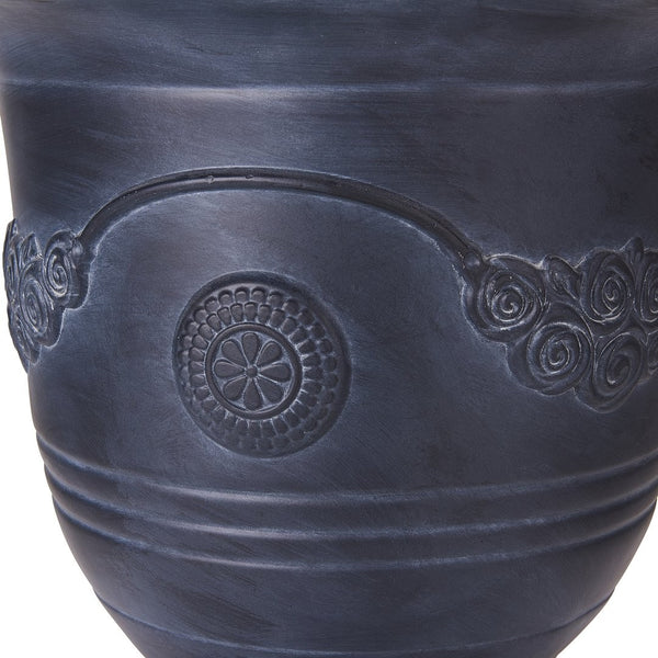 English Elm Mgo Handcrafted Urn Planter Classical Garden Accent Weathered Fiberglass Composite Outdoor Antique Black N772P411998A