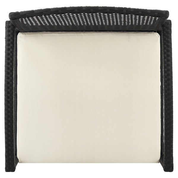 English Elm Noli Outdoor 3-Piece Conversation Set with Removable Washable Cushions and Tempered Glass Table - Weatherproof Steel Rattan Frame Black+Cream B365P398235