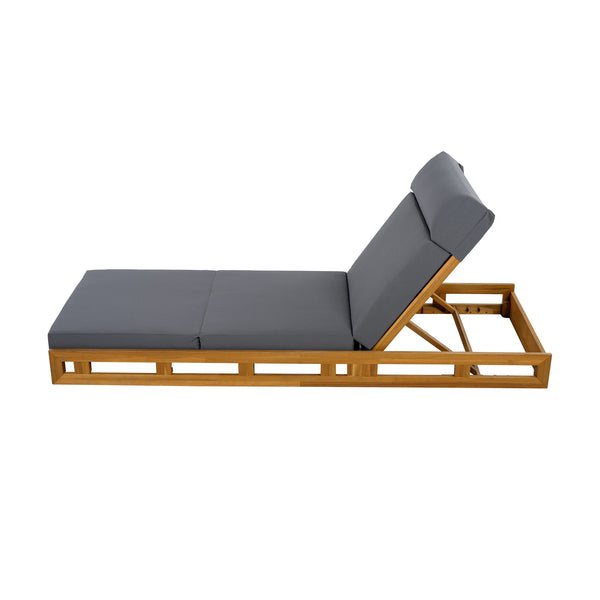 English Elm Christopher Knight Home® - Lounge Chaise Set With Adjustable Headrest - Durable Acacia Wood & Water-Resistant Cushions For Comfort N770P272405T_N770P285267G