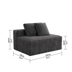 English Elm Wi-009a-grey-2u Reversible Chaise Sectional Corduroy Upholstered Modular Sofa for Living Rooms W3819P435437