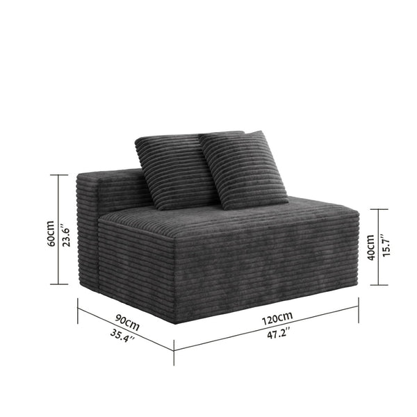 English Elm Wi-009a-grey-2u Reversible Chaise Sectional Corduroy Upholstered Modular Sofa for Living Rooms W3819P435437
