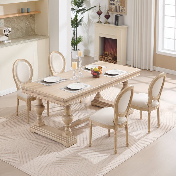 English Elm French Country Dining Chairs Set Of 2 - Elegant Upholstered Round Back Design For Versatile Use W3426P324272