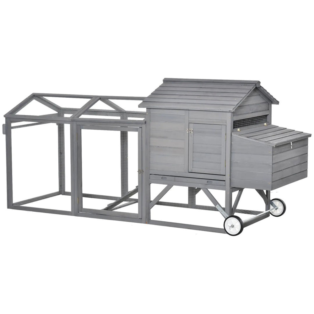English Elm Wooden Backyard Chicken Coop with Galvanized Wire Run Nesting Box and Ramp Door T3971S00035