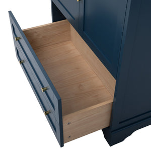 English Elm 30'' Modern Navy Blue Bathroom Vanity With Ceramic Sink, Soft-Close Doors & Gold Handles For Style N710P228365C