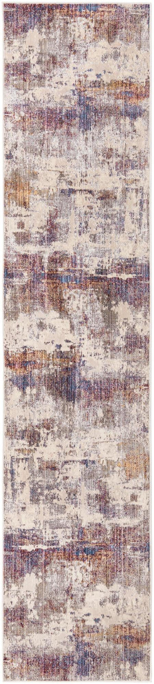 Unique Loom Deepa Cloud Machine Made Abstract Rug Multi, Beige/Blue/Gray/Ivory/Purple/Light Brown 2' 6" x 12' 2"
