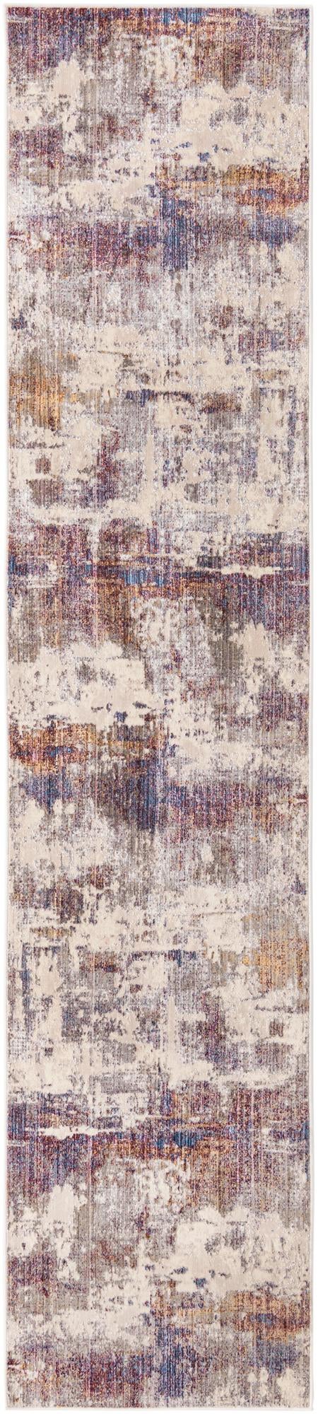 Unique Loom Deepa Cloud Machine Made Abstract Rug Multi, Beige/Blue/Gray/Ivory/Purple/Light Brown 2' 6" x 12' 2"