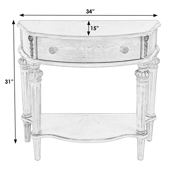 Butler Specialty Halifax Elegant Demilune Console Table With Drawer And Open Shelf - Perfect For Traditional Spaces! Beige Rubberwood Solids,Oak Veneer,Mdf,Resin 589424-butler