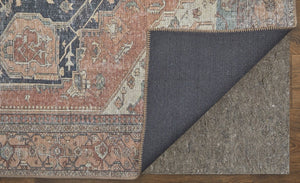 Feizy Rugs Percy Transitional Medallion Rug - Durable Machine Washable Design With Timeless Distressed Charm Orange,Brown,Taupe Polyester,Cotton,Viscose Prc39alfbrnrstf71