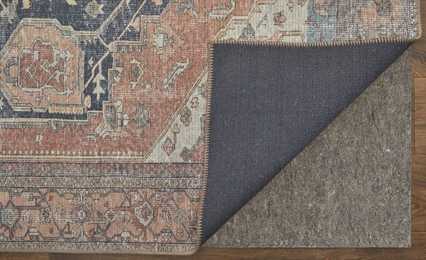 Feizy Rugs Percy Transitional Medallion Rug - Durable Machine Washable Design With Timeless Distressed Charm Orange,Brown,Taupe Polyester,Cotton,Viscose Prc39alfbrnrstf71