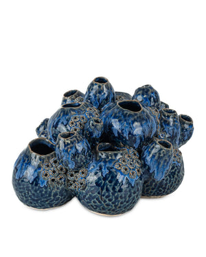 Currey & Company Sulawasi Blue Shells - Unique Dark Clay Barnacle Sculpture With Ocean-inspired Deep Blue Glaze Blue Ceramic 1200-1046-currey-company