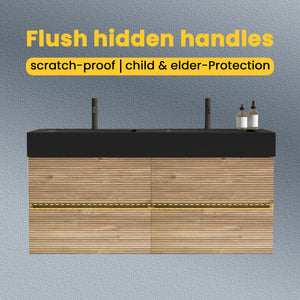 English Elm Grace 48'' Floating Bathroom Vanity With Matte Black Sink & Soft-Close Drawers For Modern Elegance W1865S00167