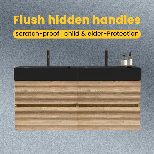 English Elm Grace 48'' Floating Bathroom Vanity With Matte Black Sink & Soft-Close Drawers For Modern Elegance W1865S00167