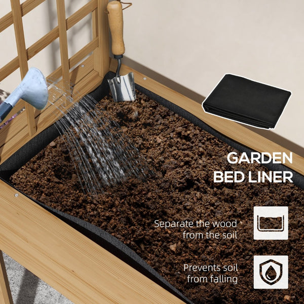 English Elm Outsunny Elevated Garden Bed With Trellis – Perfect For Climbing Plants, Ergonomic Design & Drainage W2225P174416-GIGA